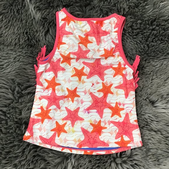 Jessica Simpson | Girl's 2 Piece Bathing Suit | Pink & White | Size 8 - Picture 3 of 5